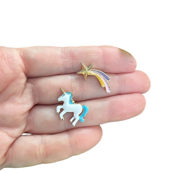 Unicorn Earrings Inspired earrings Stud Cute Shooting Star Earrings cute horse - Picture 13 of 15